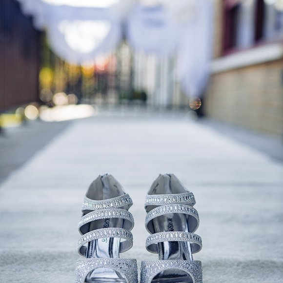 Sparkling Strappy Silver Heels - Picture 16 of 16